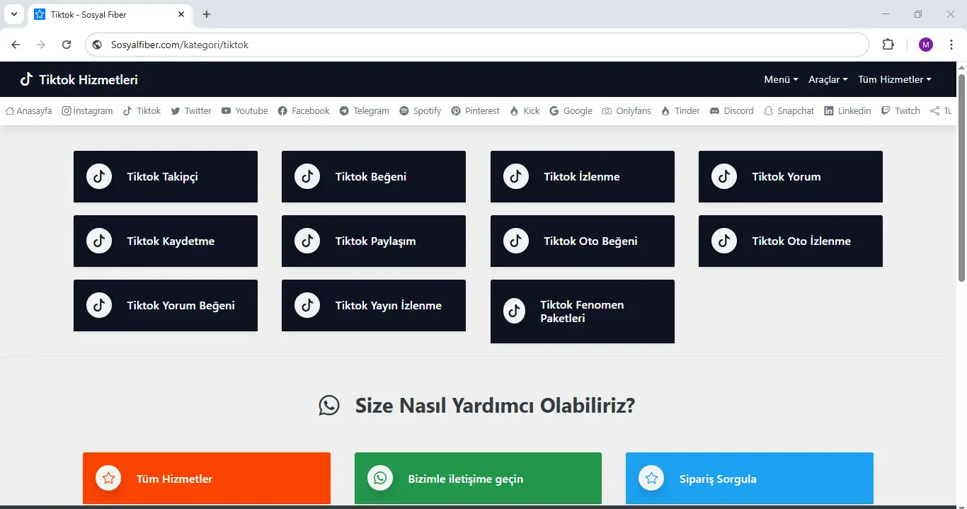 Sosyal Fiber - Tiktok Hizmetleri & Takipçi, Beğeni, Yorum, İzlenme ve Etkileşim satın alma seçenekleriyle Fiber Hızda destek ve Profesyonel katkılar sunar..